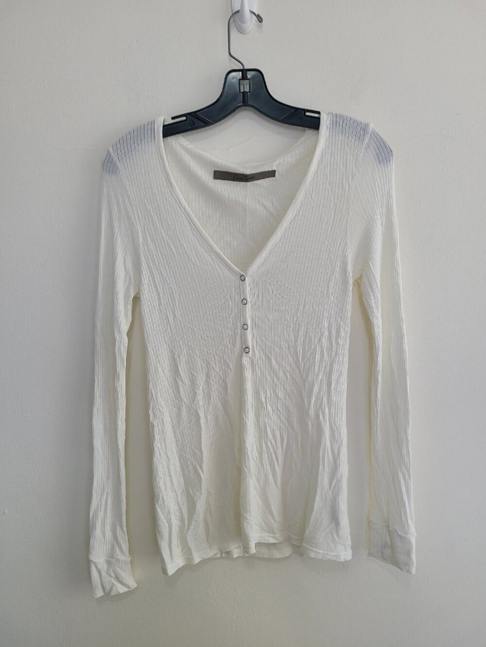 Enza Costa Long Sleeve Top White Size S Stretch Snap